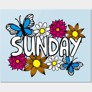 Sunday Flowers and Butterflies Posters and Art